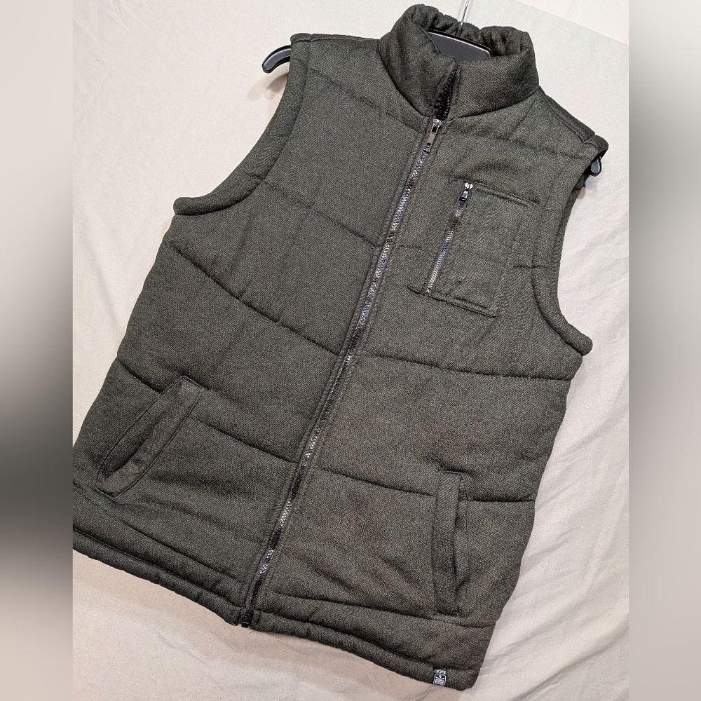 MK Machine Dark Green Softshell Zip Up Vest Size Medium *No Hood*